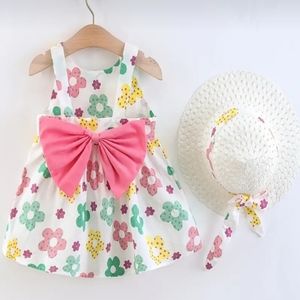 2pcs Infant Sleeveless Dress Kids Baby Girls With Hat